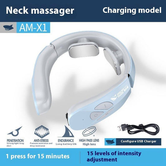 Electric Neck Massager EMS Pulse Rechargeable USB Cervical Traction Therapy Massage